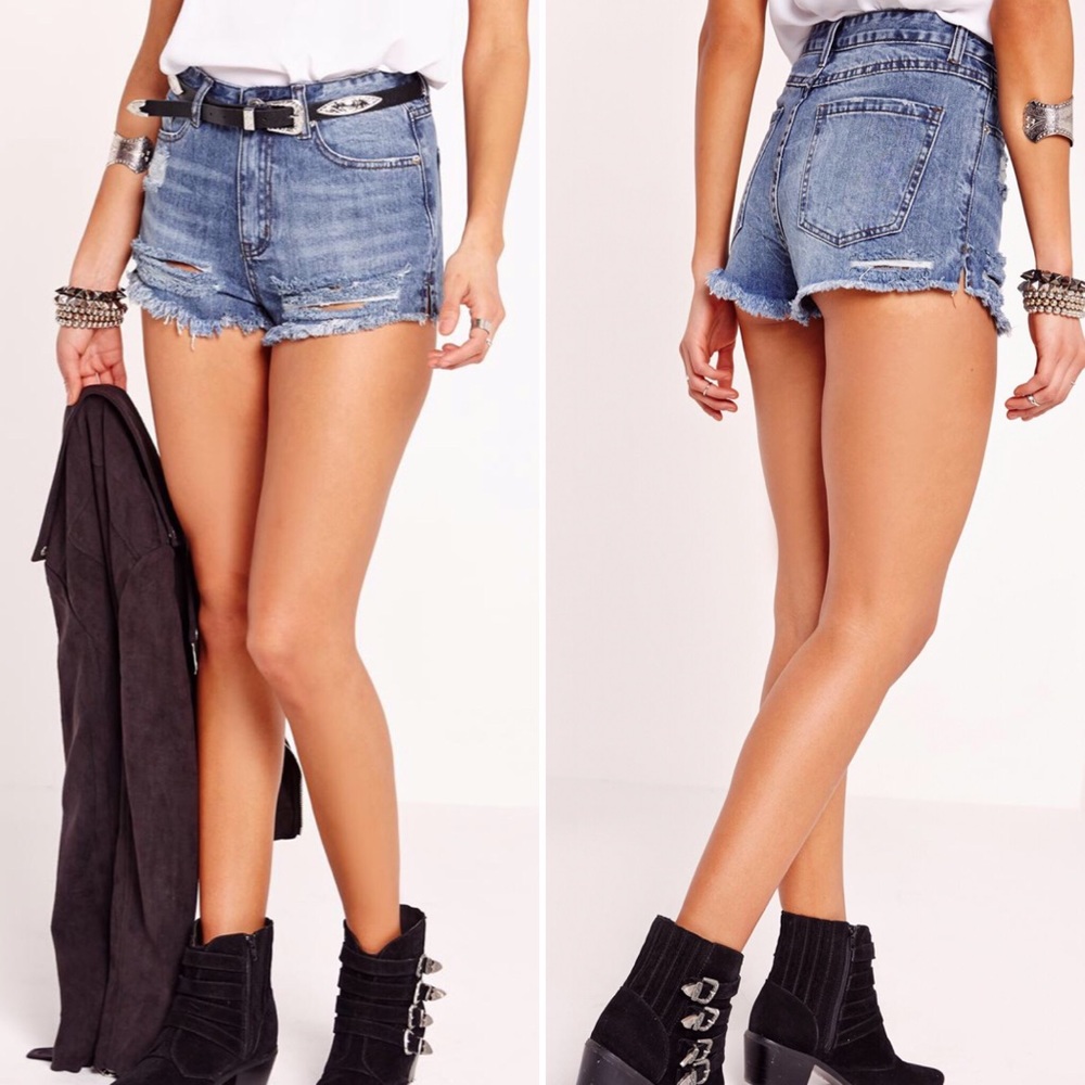 Missguided High Waisted Denim Shorts Festival